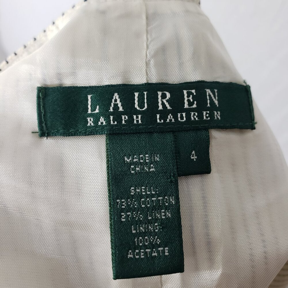 Lauren Ralph Lauren Pinstripe Skirt Flounce Pencil Mermaid Cotton Linen size 4 - Picture 3 of 9